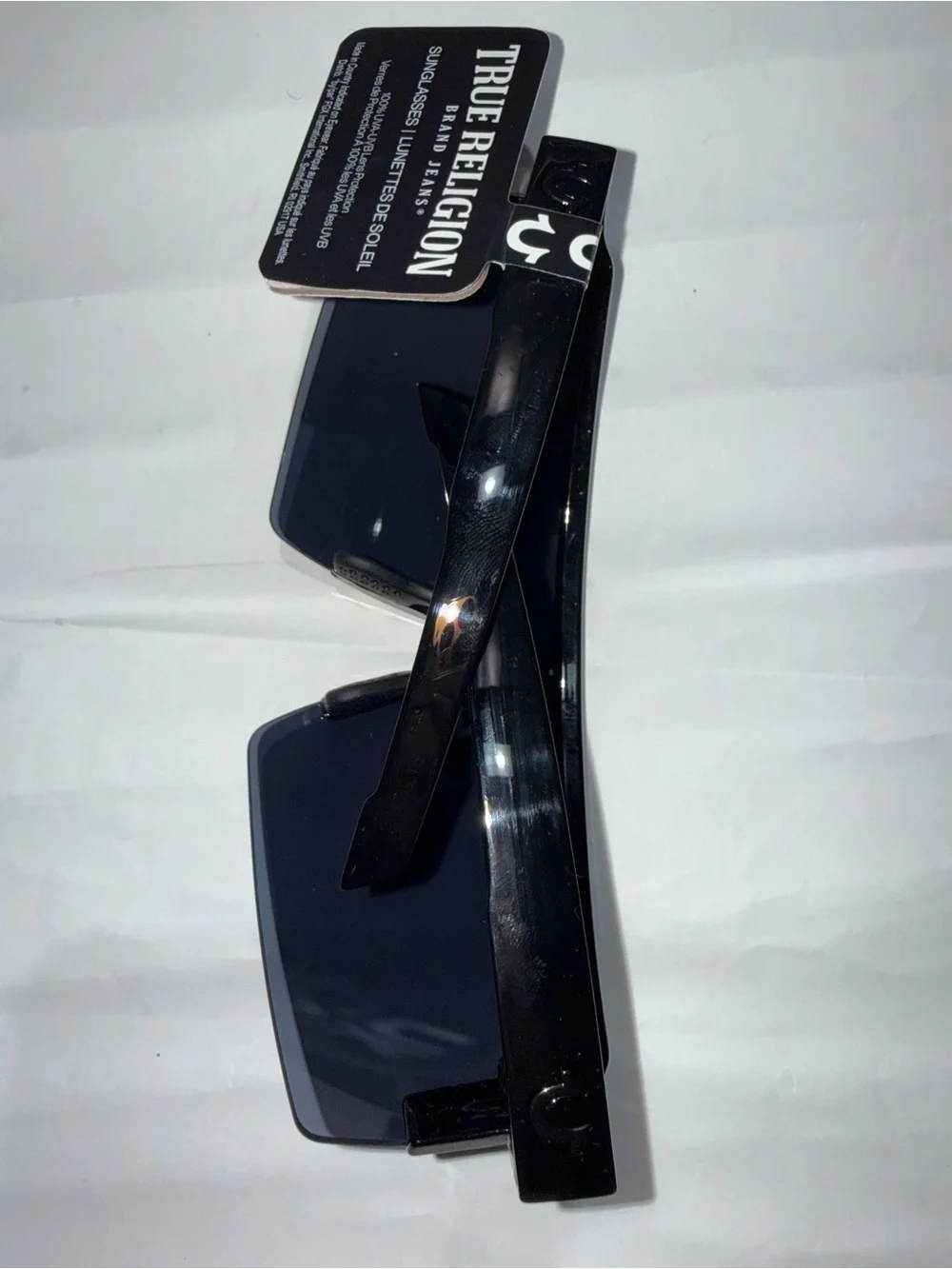 NWT-True Religion Shield Sunglasses Rimless Wrap Black-Unisex